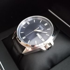 Hugo Boss Men's Classic Blue Dial Leather Strap Stainless Steel Watch - 1512877